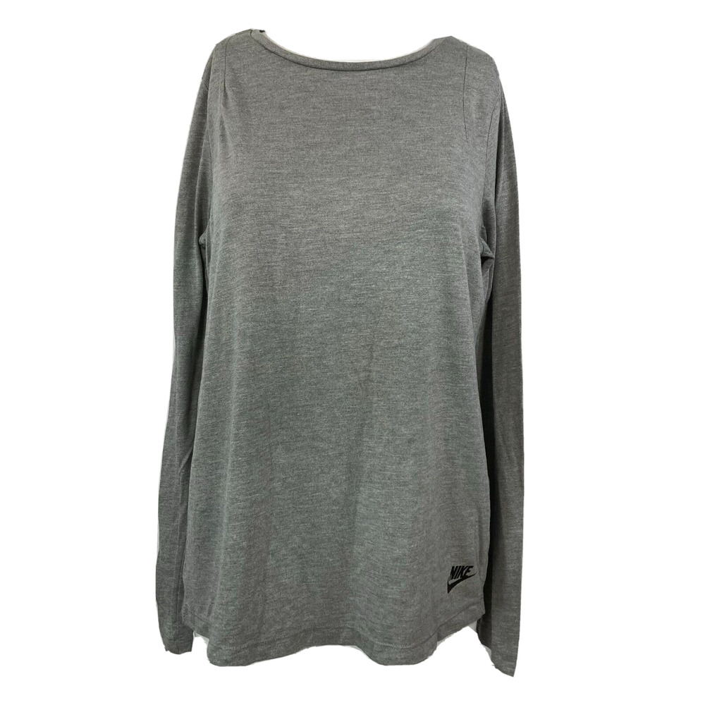 Nike T-Shirt Womens Sz M Gray‎ Long Sleeve Pullover Knit Lightweight